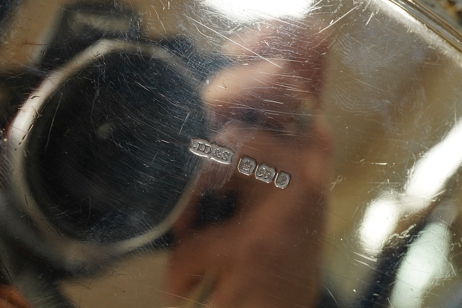A late Victorian embossed silver oval fruit bowl, by James Dixon & Sons, Sheffield, 26.7cm, 9oz.